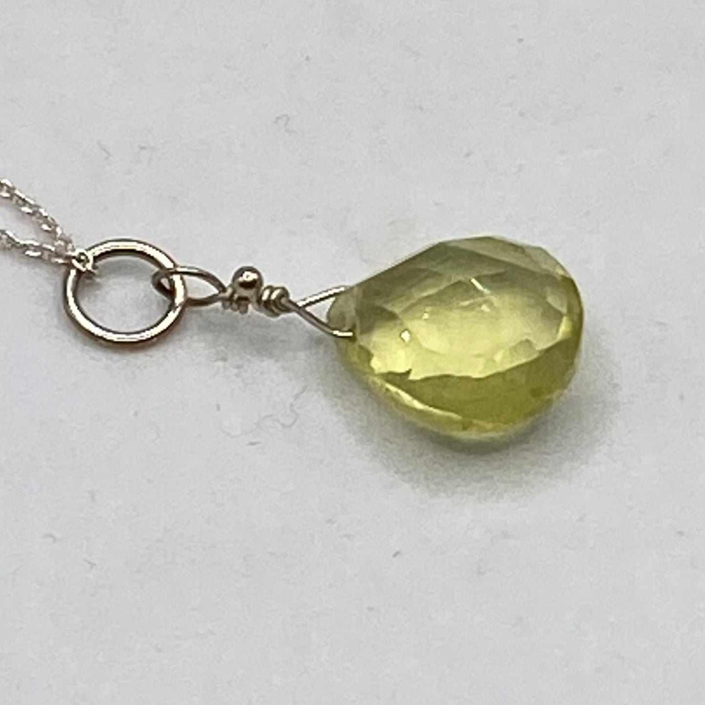 AA Smoky Lemon Quartz Pendant Necklace by Hip Chick Glass, Handmade Sterling Silver Jewelry, Handmade Gemstone Pendant Necklace