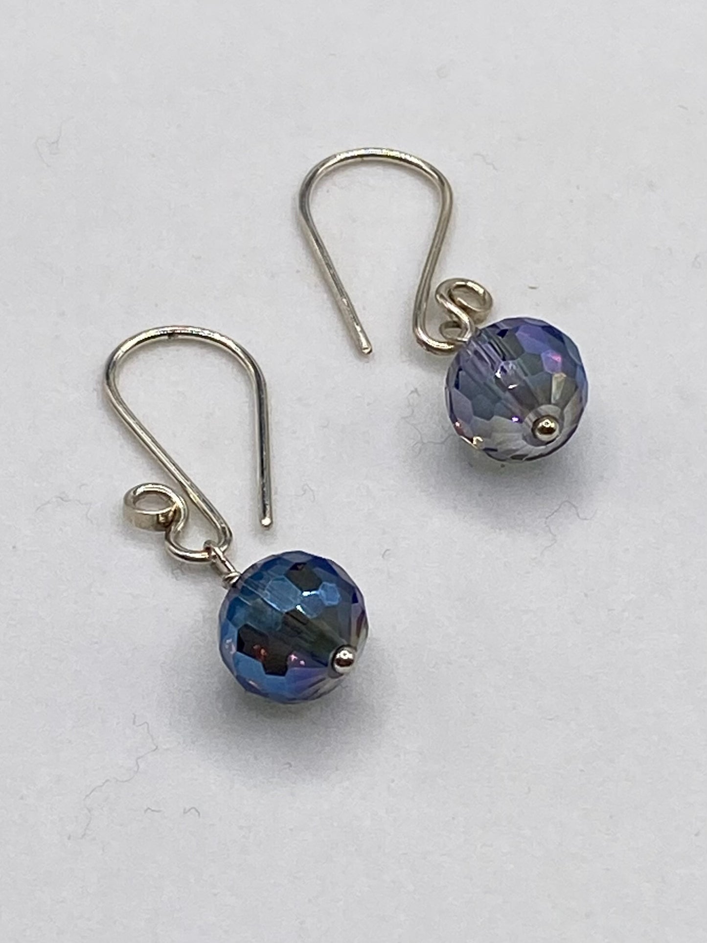 Blue Crystal Drop Earrings by Hip Chick Glass, Sterling Silver Earrings, Handmade Gemstone Jewelry, Birthstone Gift