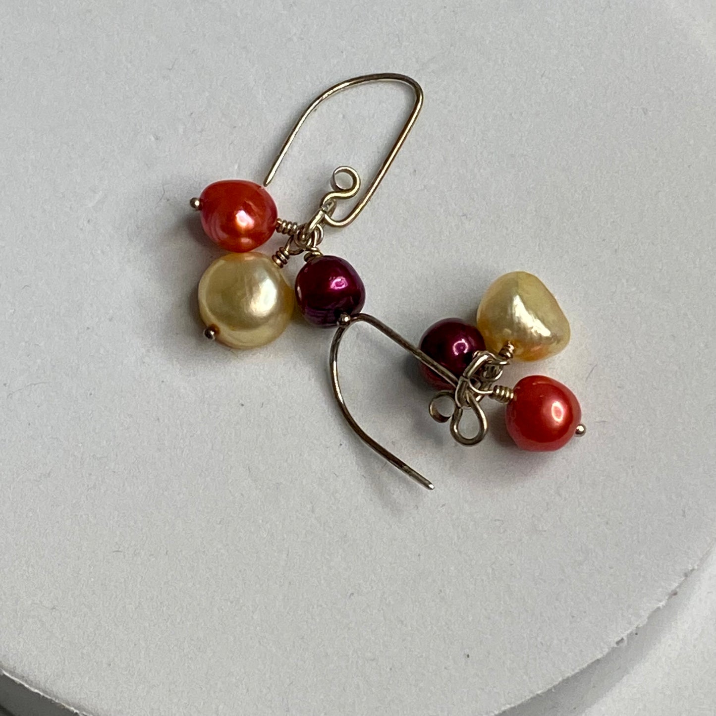 Colorful Pearl Cluster Earrings by Hip Chick Glass, Sterling Silver Earrings, Handmade Gemstone Jewelry, June Birthstone Gift