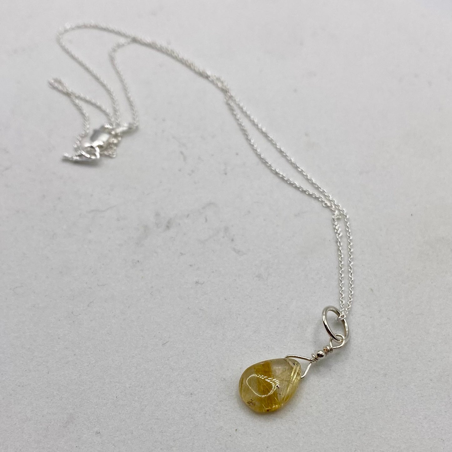 RUTILATED QUARTZ Necklace by Hip Chick Jewelry, Quartz Birthstone Pendant, Rutilated Quartz Necklace, Rutilated Quartz Pendant, 925 Sterling Silver Jewelry