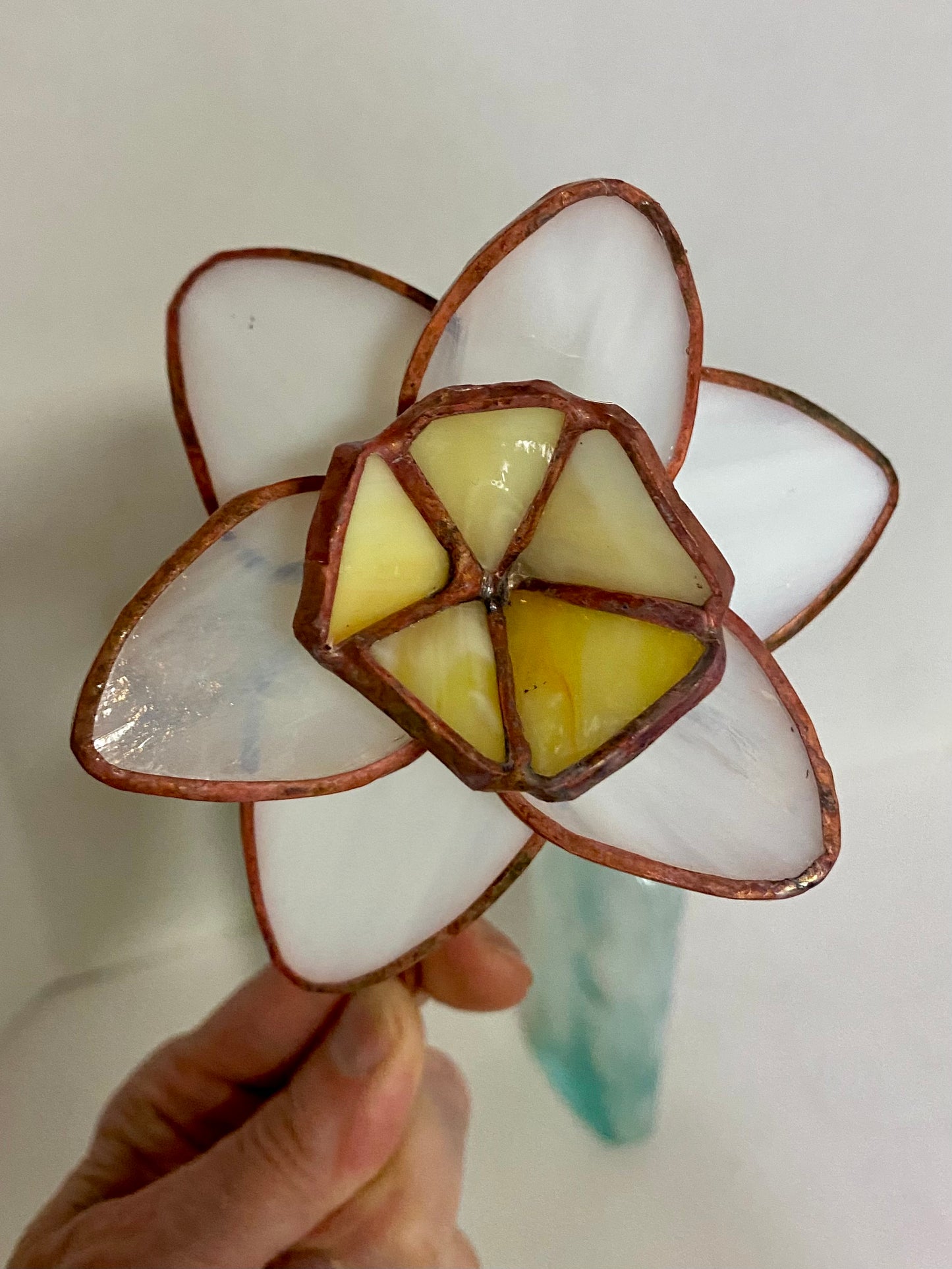 Flowers | Stained Glass Flower Bouquet, Glass Flowers with Quartz Crystals and Pearls on a Stem, Handmade Home Decor, Wedding Bouquet Keepsake, Tabletop Decor