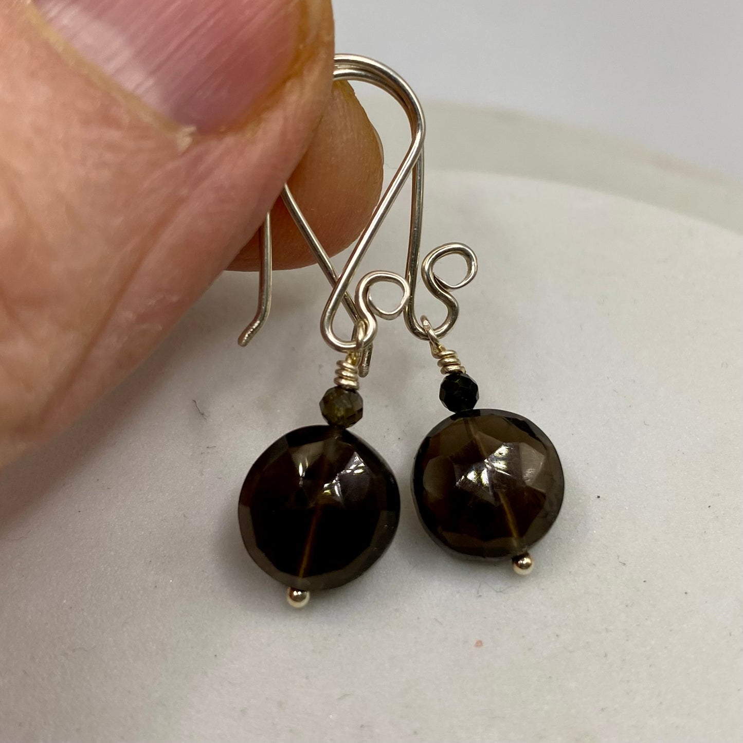 Smoky Quartz Silver Earrings by Hip Chick Glass, Sterling Silver Earrings, Handmade Gemstone Jewelry, Birthstone Gift