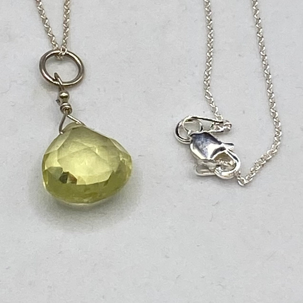 AA Smoky Lemon Quartz Pendant Necklace by Hip Chick Glass, Handmade Sterling Silver Jewelry, Handmade Gemstone Pendant Necklace