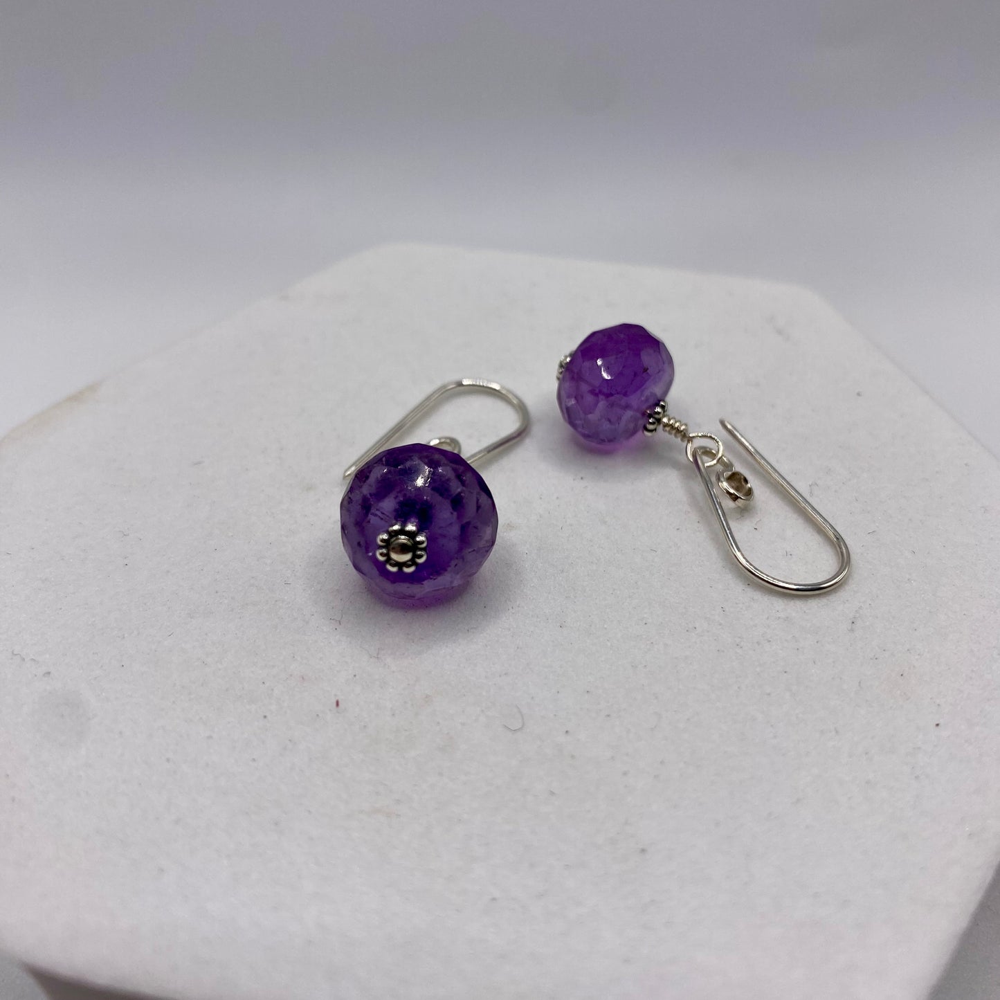 Handmade Amethyst Earrings by Hip Chick Glass, Sterling Silver Wire Wrap Earrings, Handmade Gemstone Jewelry, February Birthstone Gift