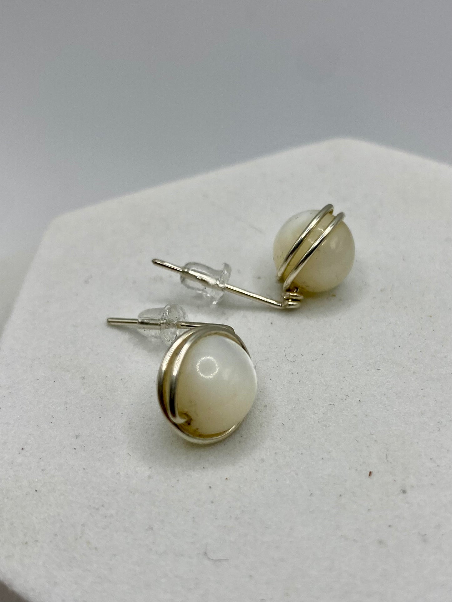 Mother of Pearl Stud Earrings by Hip Chick Jewelry, Mother of Pearl Studs, Mother of Pearl Earrings, Silver Mother of Pearl Earrings, Handmade Earrings