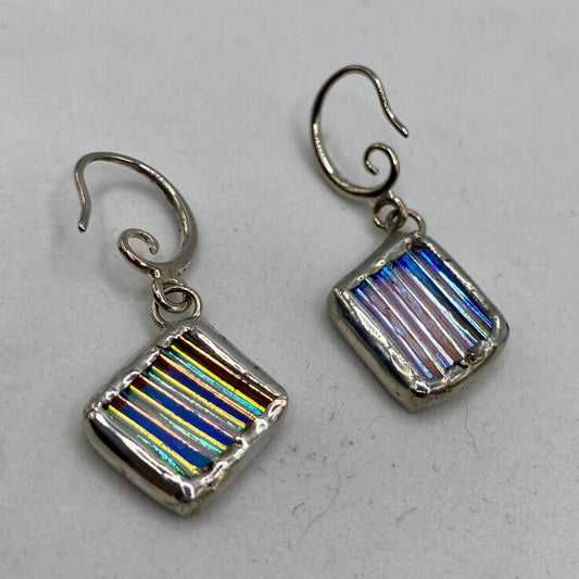 Small Diamond Earrings | Stained Glass Earrings by Hip Chick Glass, Stained Glass Dangle Drop Earrings, Stained Glass Earrings