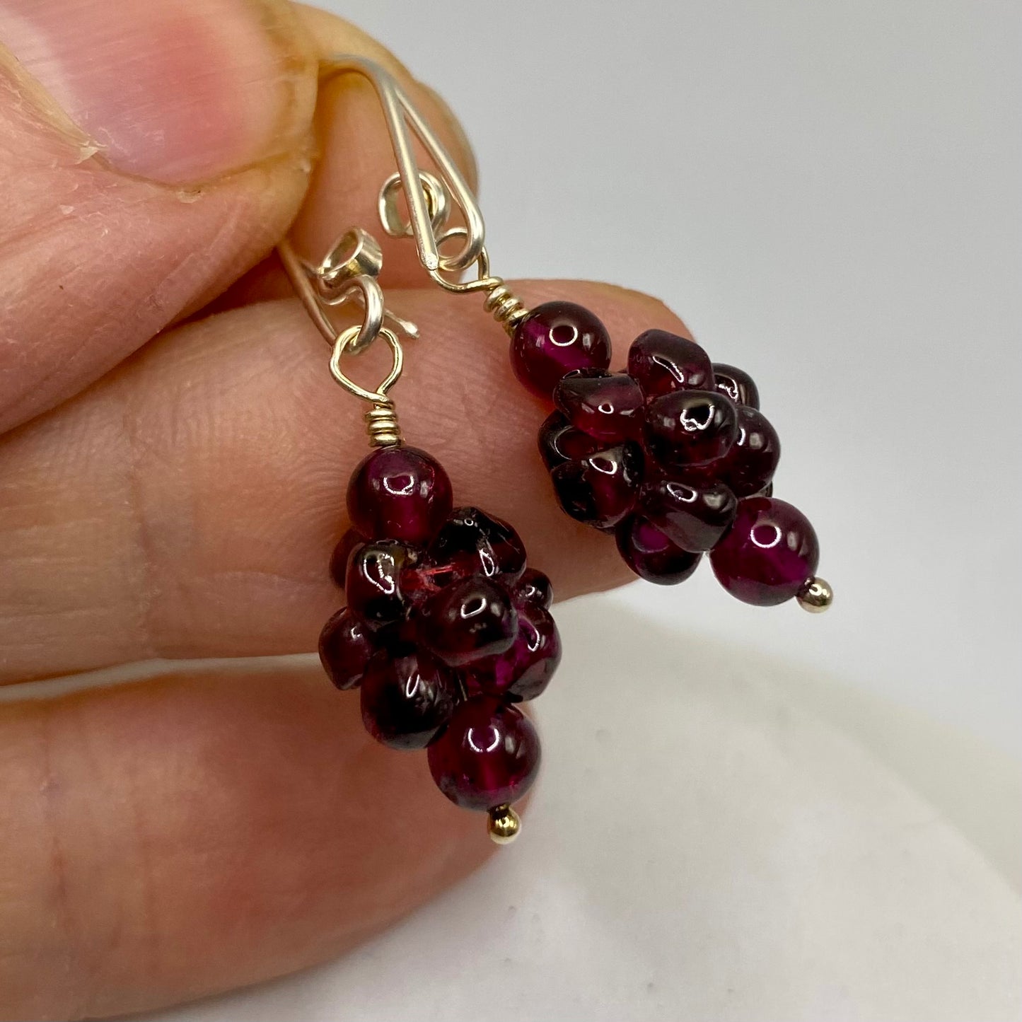 Garnet & Sterling Silver Earrings by Hip Chick Glass, Sterling Silver Earrings, Handmade Gemstone Jewelry, Birthstone Gift