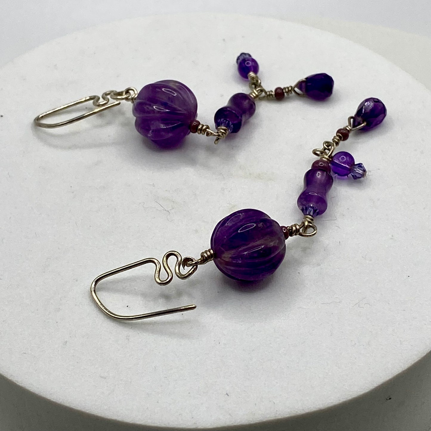 Long Amethyst Earrings by Hip Chick Glass, Sterling Silver Amethyst Earrings, Handmade Boho Luxe Amethyst Jewelry, February Birthstone Earrings