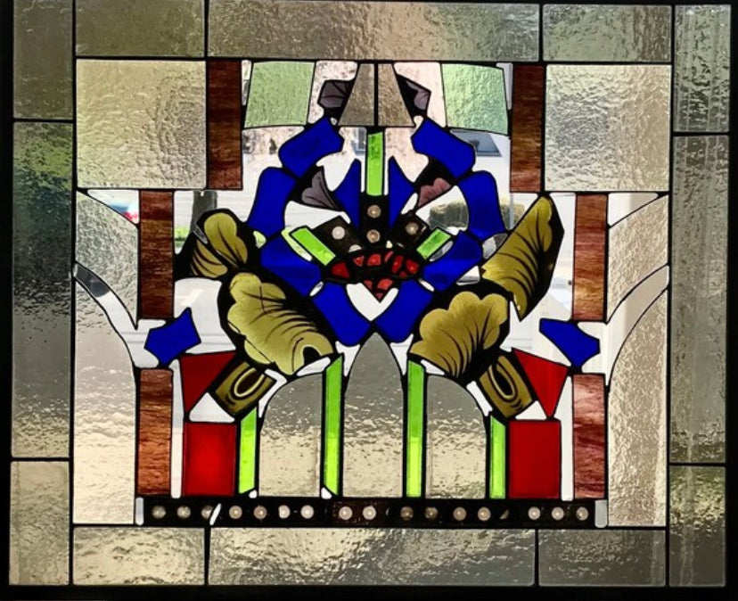 Beautifully Broken | Stained Glass Window Panel by Hip Chick Glass, Glass from St Mary’s Catholic Church, Fairfield PA | Indoor & Outdoor