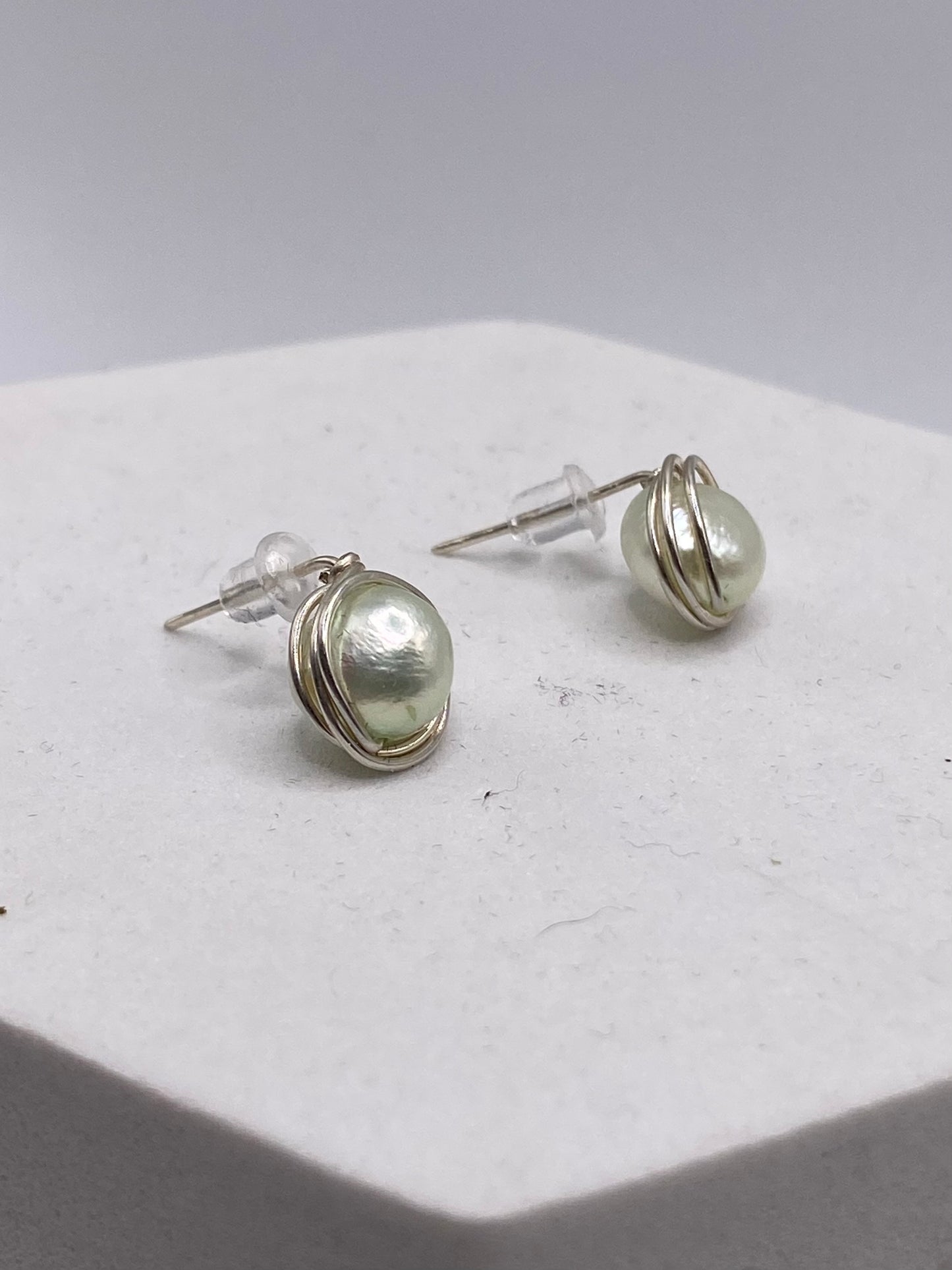 Freshwater Pearl Stud Earrings by Hip Chick Jewelry, Pearl Studs, Pearl Earrings, Silver Pearl Earrings, Handmade Earrings