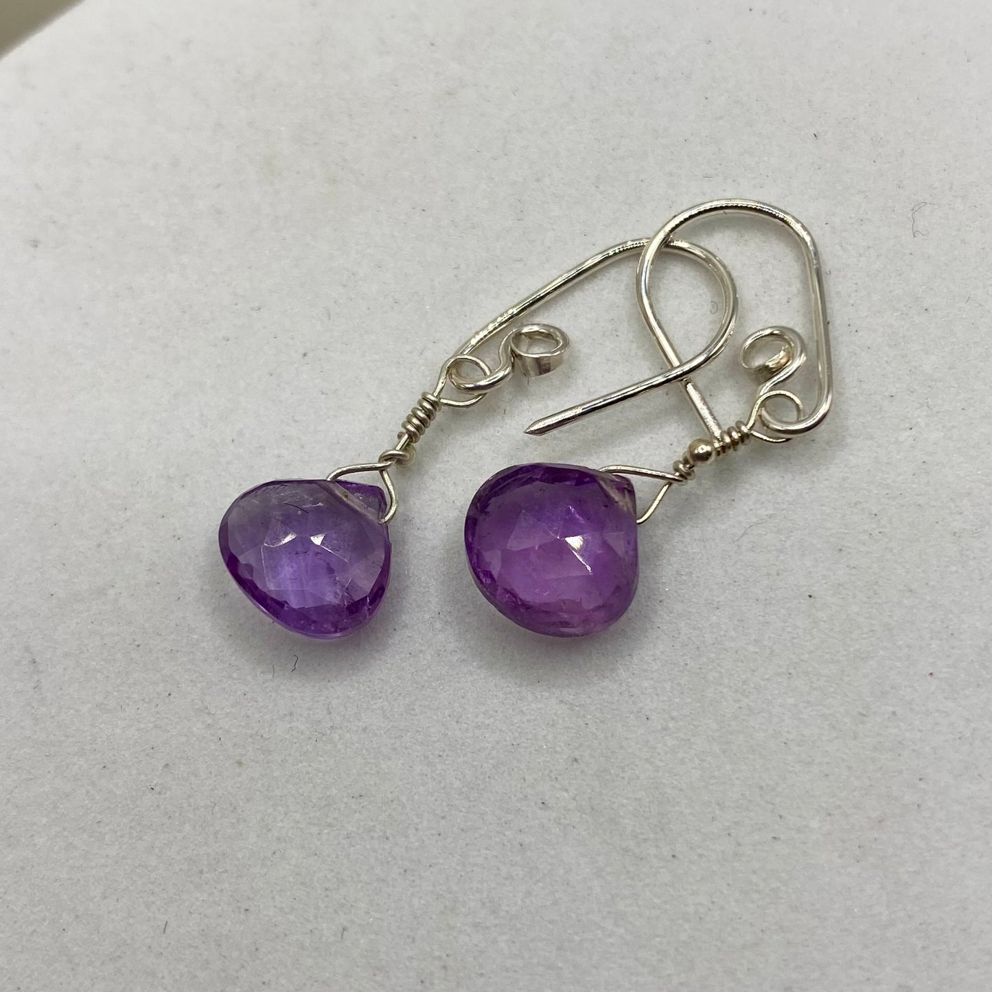 Faceted Amethyst Earrings by Hip Chick Glass, Sterling Silver Earrings, Handmade Gemstone Jewelry, February Birthstone Gift