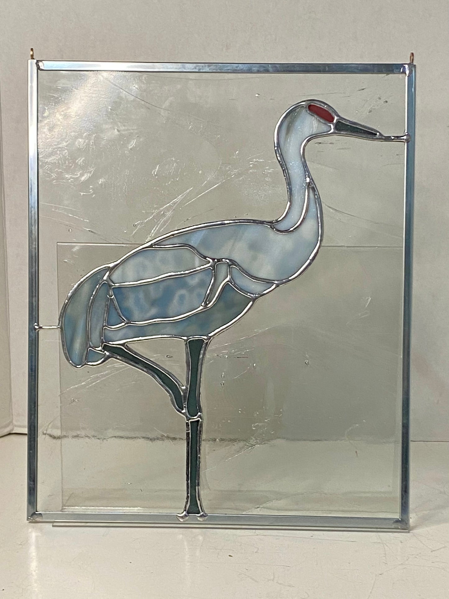 Standing Crane | Stained Glass Window Panel by Hip Chick Glass, LLC, Original Handmade Glass Art