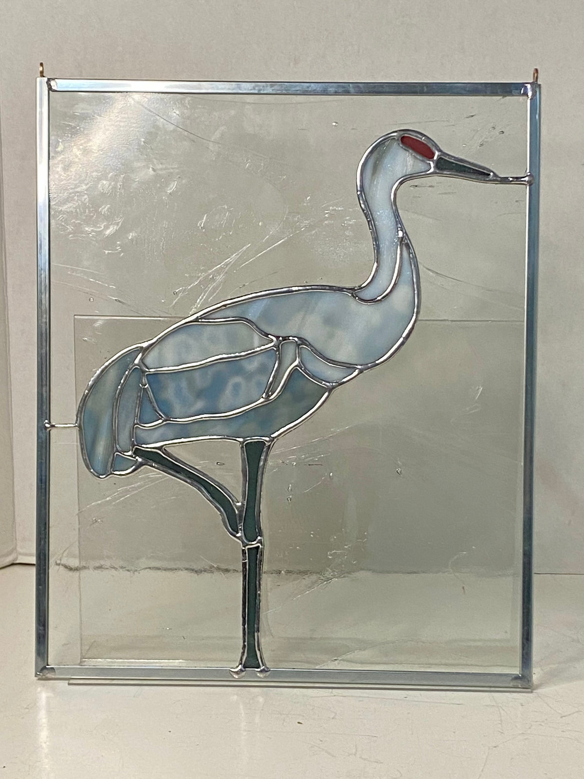 MADE to ORDER Standing Crane | Stained Glass Window Panel by Hip Chick Glass, LLC, Original Handmade Glass Art