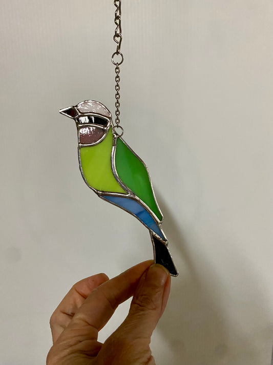 Tropical Bird Suncatcher | Stained Glass Suncatcher by Hip Chick Glass, LLC, Glass Sun Catcher, Colorful Bird Suncatcher
