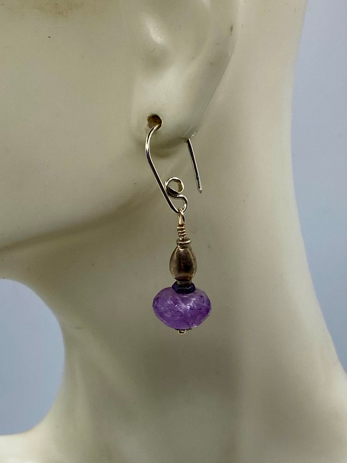 Faceted Amethyst, Iolite, Sterling Silver Earrings by Hip Chick Glass, Sterling Silver Earrings, Handmade Gemstone Jewelry, February Birthstone Gift