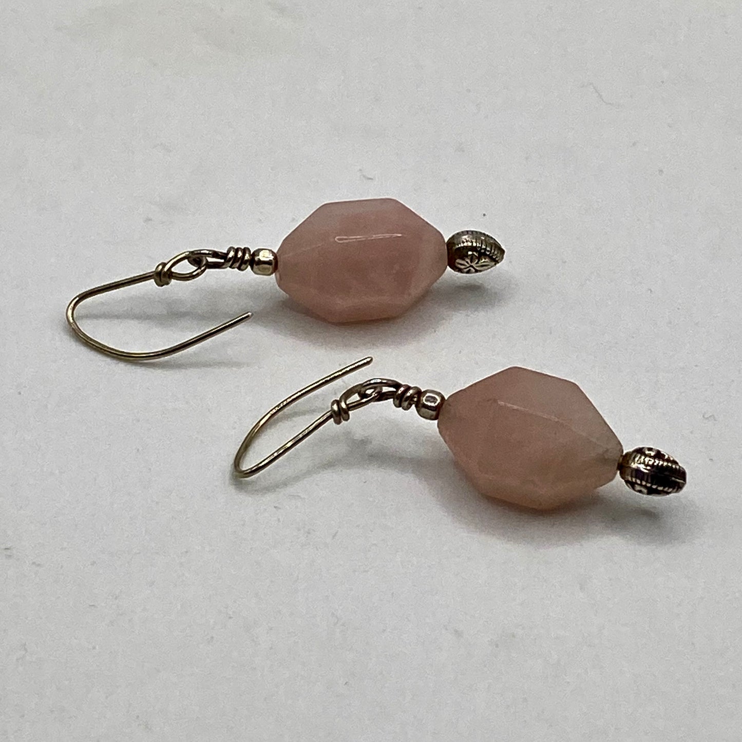 Rose Quartz Dangle Earrings by Hip Chick Glass, Sterling Silver Earrings, Handmade Gemstone Jewelry, Handmade Jewelry Gift, Birthstone Earrings