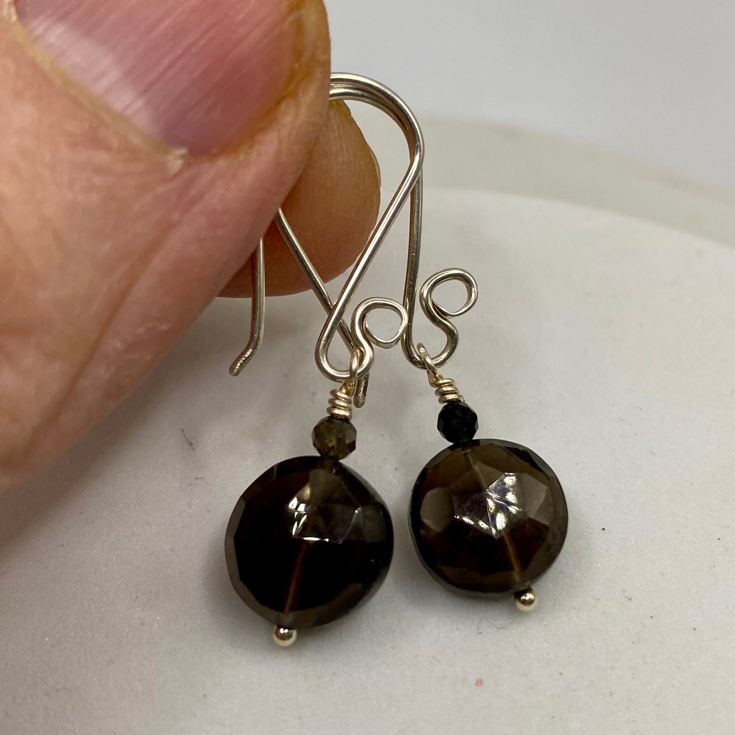 Smoky Quartz Silver Earrings by Hip Chick Glass, Sterling Silver Earrings, Handmade Gemstone Jewelry, Birthstone Gift