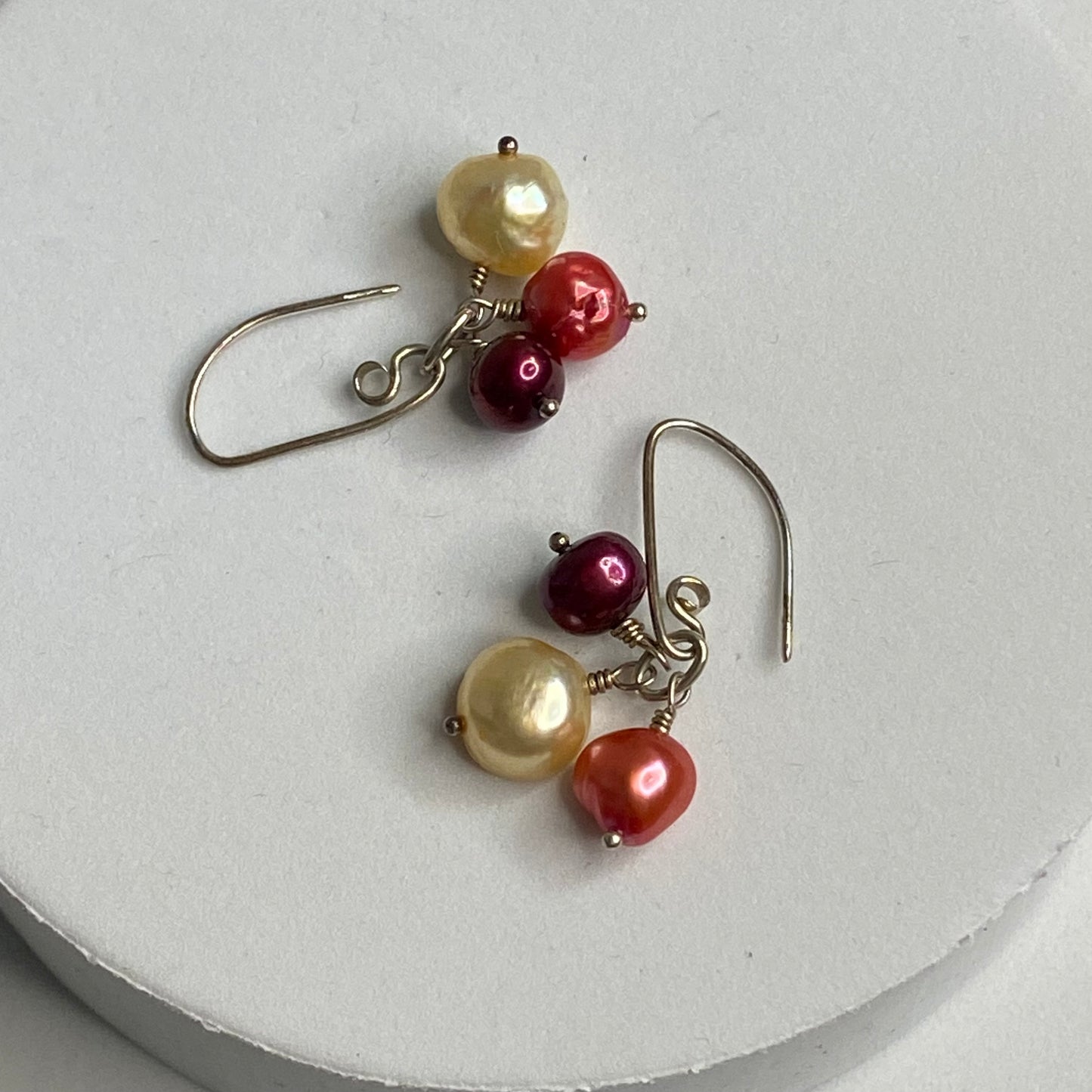 Colorful Pearl Cluster Earrings by Hip Chick Glass, Sterling Silver Earrings, Handmade Gemstone Jewelry, June Birthstone Gift