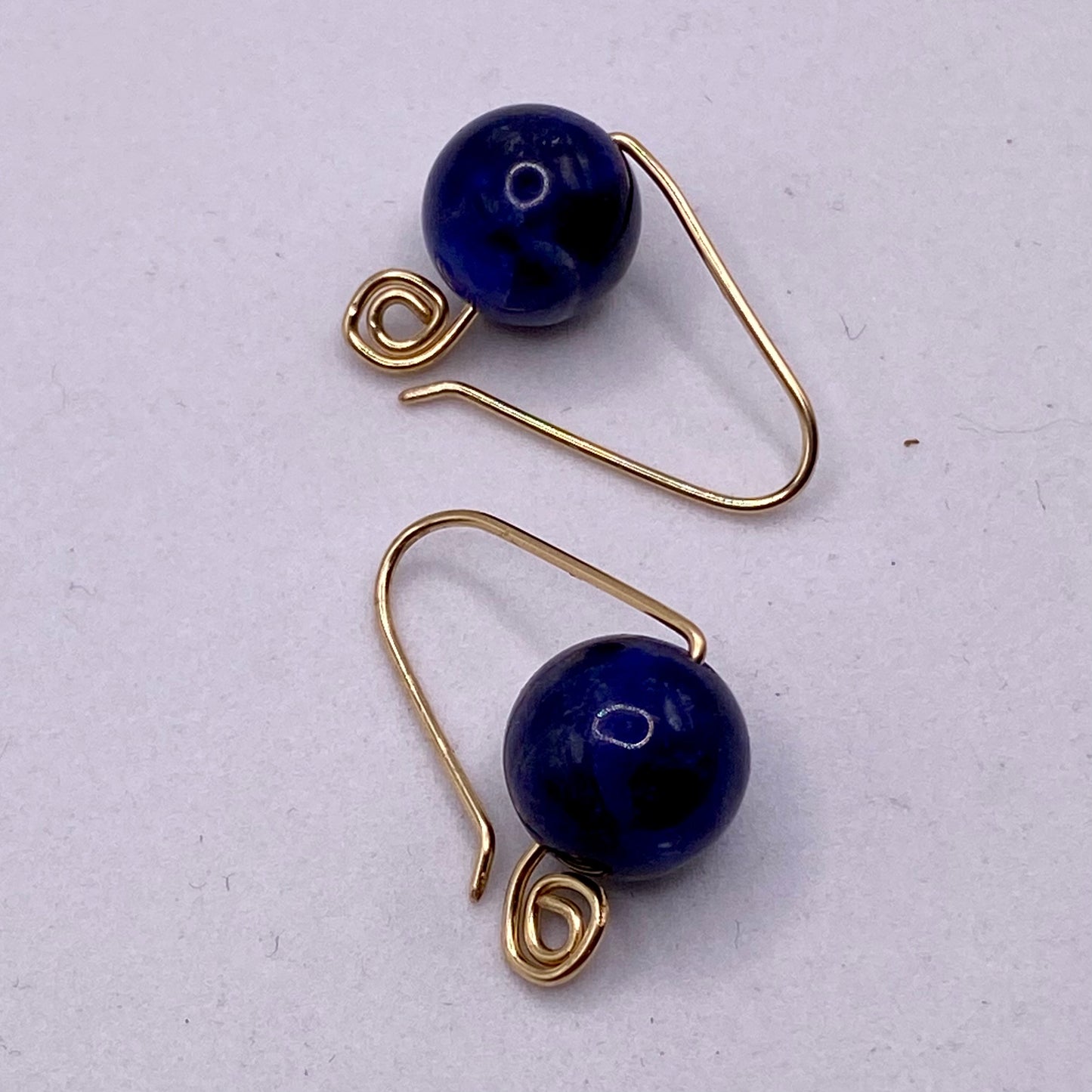 Gold Sodalite Hugger Earrings by Hip Chick Glass, Gold Fill Earrings, Handmade Gemstone Jewelry, Gift For Woman