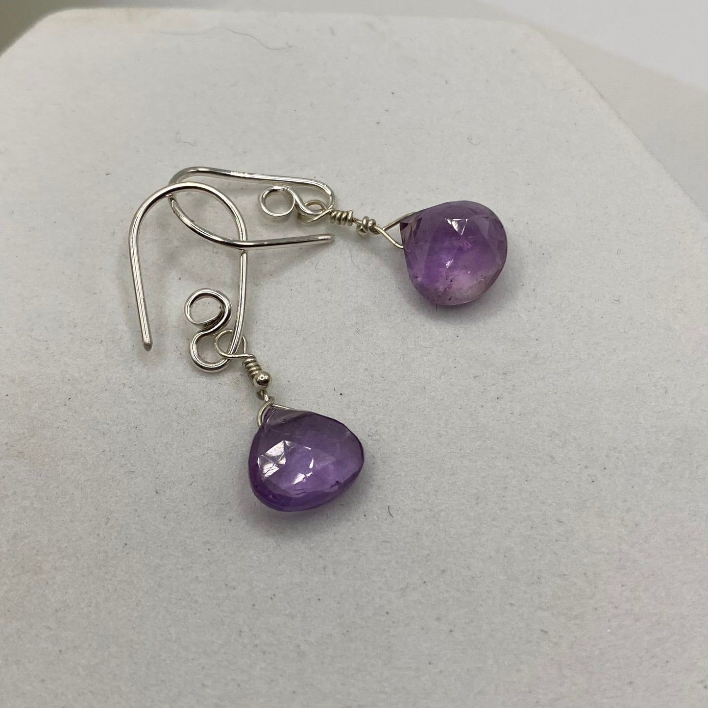 Faceted Amethyst Earrings by Hip Chick Glass, Sterling Silver Earrings, Handmade Gemstone Jewelry, February Birthstone Gift