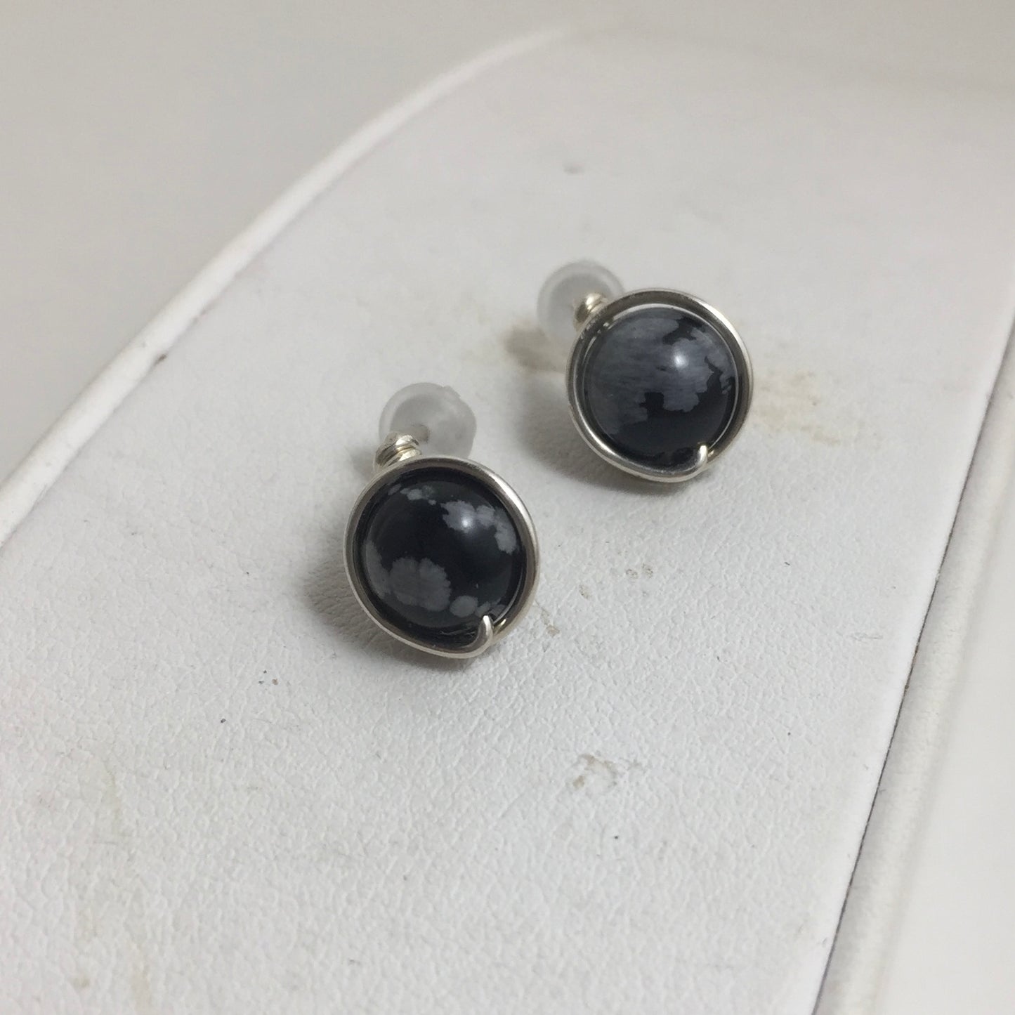 Gemstone Silver Stud Earrings by Hip Chick Glass, Handmade Birthstone Earrings, Birthstone Earrings, Pearl Stud Earrings, Sterling & Gemstone Wire Wrap Earrings