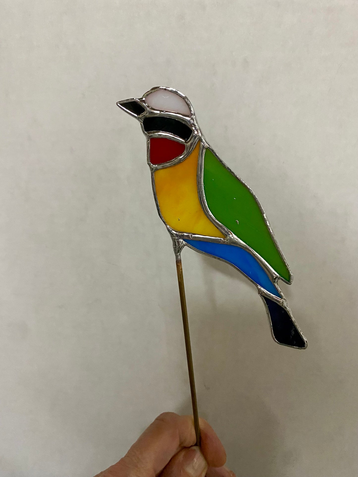 TROPICAL BIRD Plant Stake by Hip Chick Glass LLC, Stained Glass Bird, Glass Art Home Decor, Garden Art
