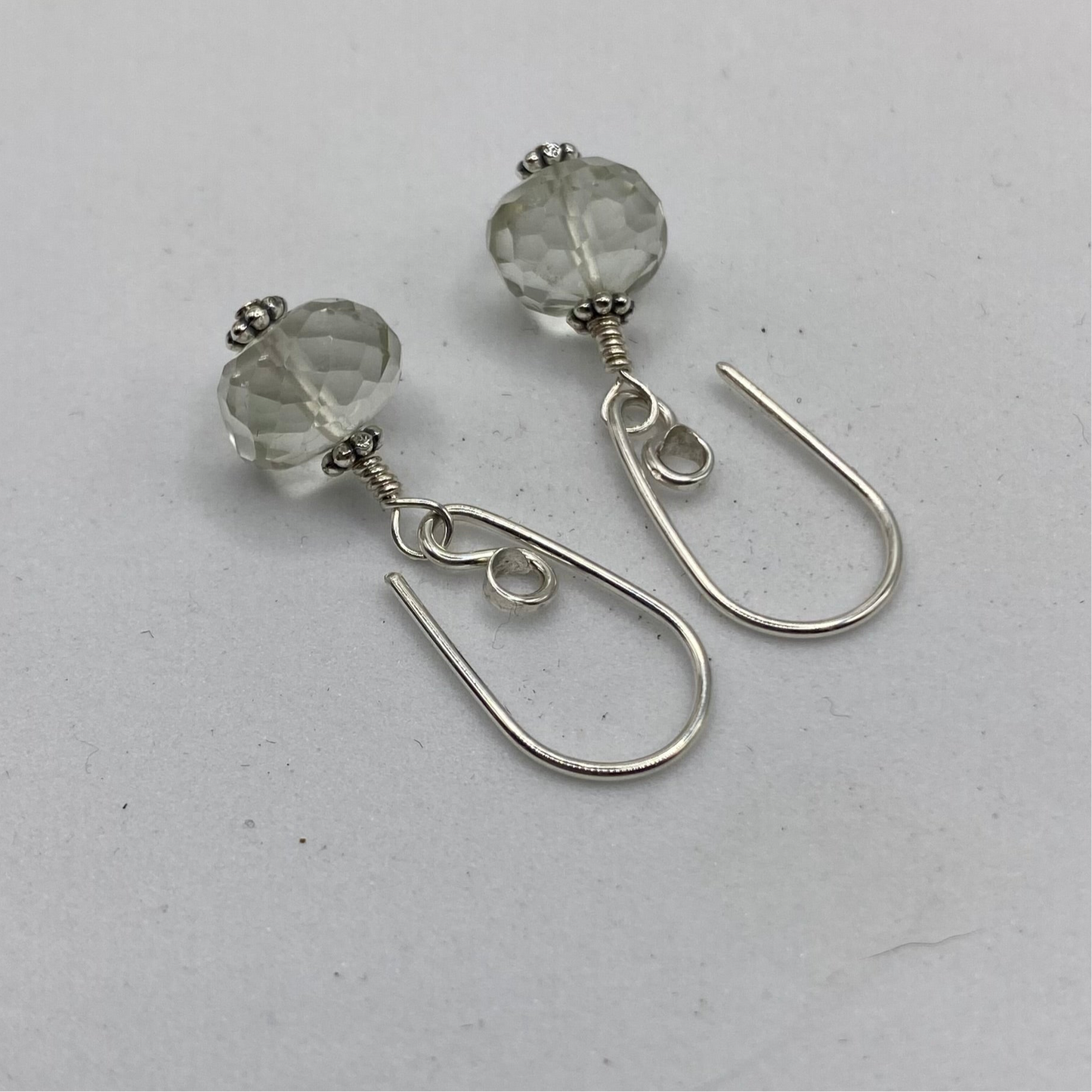 Prehnite Dangle Earrings by Hip Chick Glass, Sterling Silver Earrings, Handmade Gemstone Jewelry