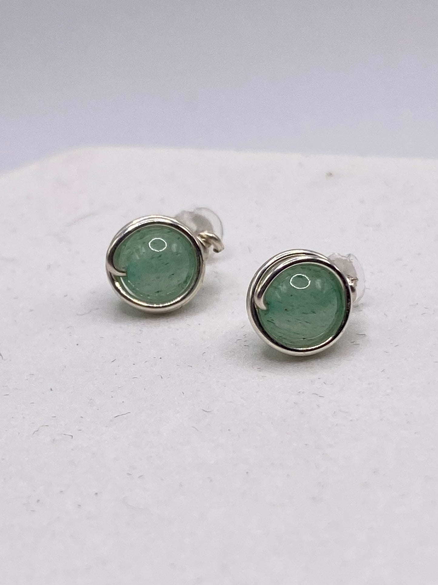 Gemstone Silver Stud Earrings by Hip Chick Glass, Handmade Birthstone Earrings, Birthstone Earrings, Pearl Stud Earrings, Sterling & Gemstone Wire Wrap Earrings