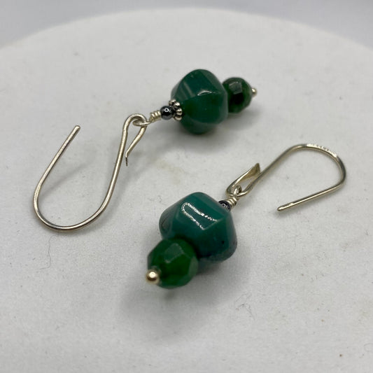 Green Aventurine, Agate & Hematite Earrings by Hip Chick Glass, Sterling Silver Earrings, Handmade Gemstone Jewelry, Handmade Jewelry Gift