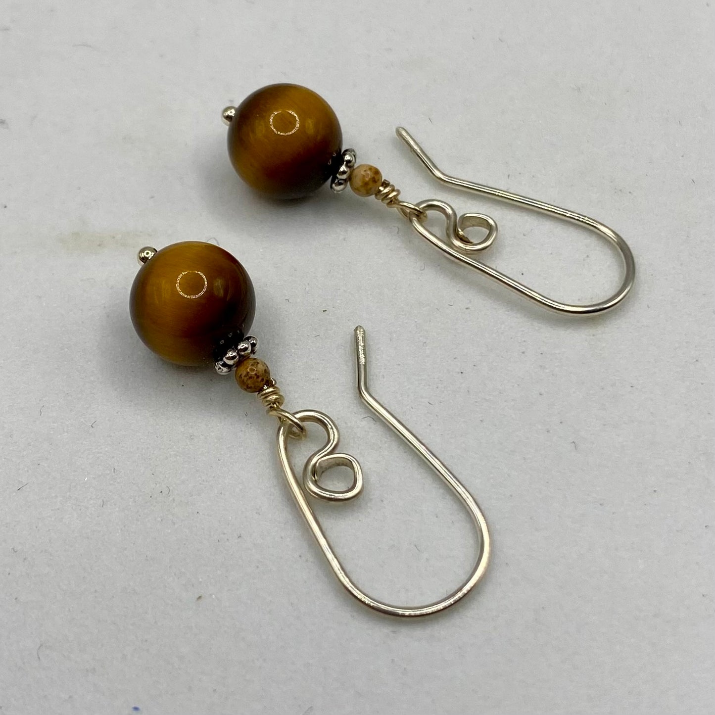Tiger’s Eye, Picture Jasper Silver Earrings by Hip Chick Glass, Sterling Silver Earrings, Handmade Gemstone Jewelry, Birthstone Gift