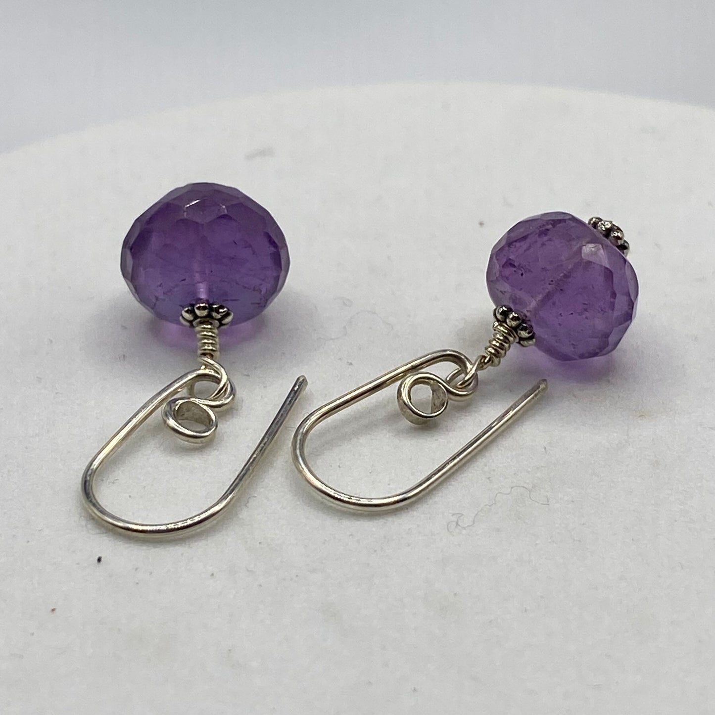 Handmade Faceted Amethyst Earrings by Hip Chick Glass, Sterling Silver Bead Earrings, Handmade Gemstone Jewelry, February Birthstone Gift