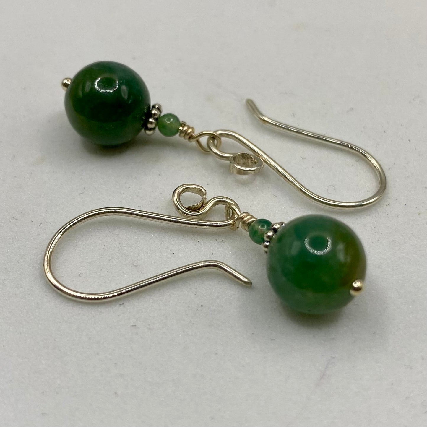 Green Rhodochrosite & Silver Earrings by Hip Chick Glass, Sterling Silver Earrings, Handmade Gemstone Jewelry, Birthstone Gift
