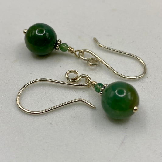Green Rhodochrosite & Silver Earrings by Hip Chick Glass, Sterling Silver Earrings, Handmade Gemstone Jewelry, Birthstone Gift