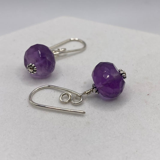 Handmade Amethyst Earrings by Hip Chick Glass, Sterling Silver Wire Wrap Earrings, Handmade Gemstone Jewelry, February Birthstone Gift