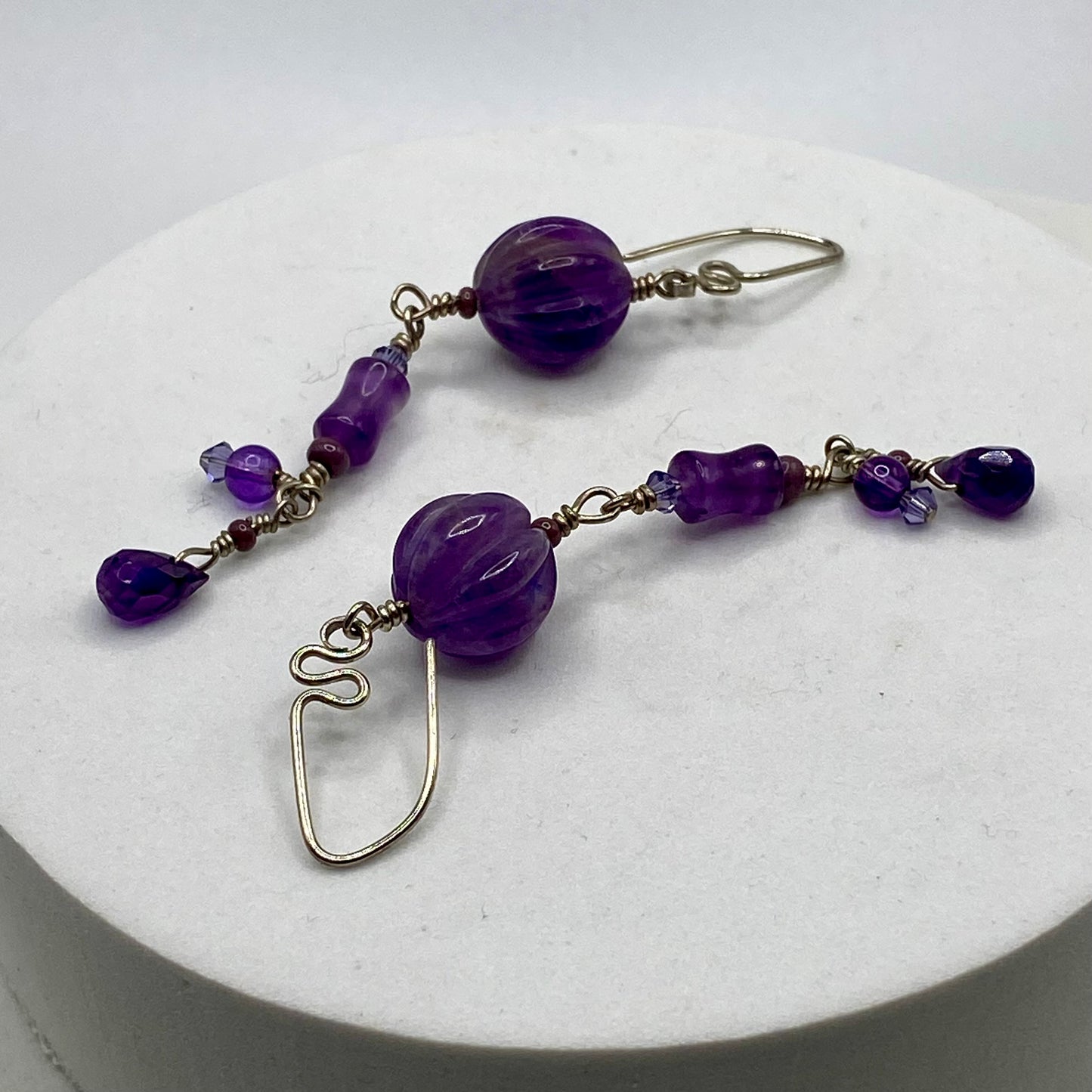 Long Amethyst Earrings by Hip Chick Glass, Sterling Silver Amethyst Earrings, Handmade Boho Luxe Amethyst Jewelry, February Birthstone Earrings
