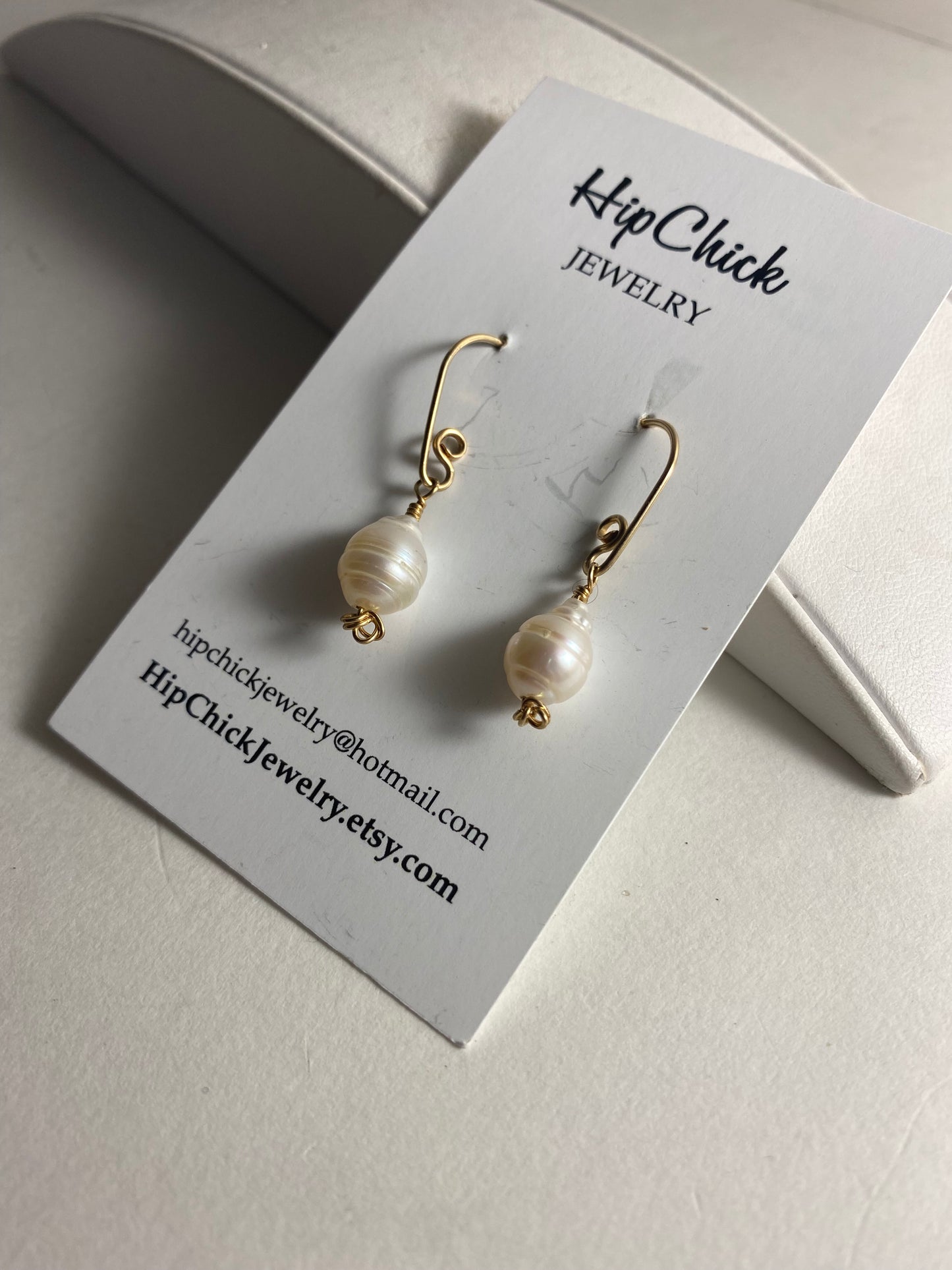 Gold Akoya Pearl Drop Earrings by Hip Chick Glass, 14 Karat Gold Fill Earrings, Handmade Gemstone Jewelry, June Birthstone Gift