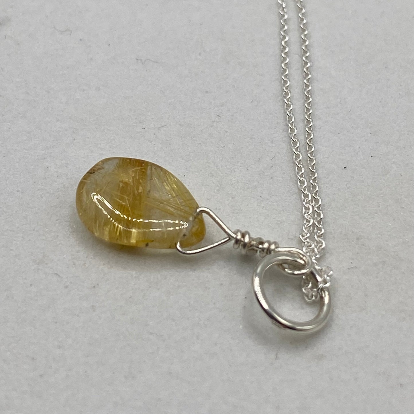 RUTILATED QUARTZ Necklace by Hip Chick Jewelry, Quartz Birthstone Pendant, Rutilated Quartz Necklace, Rutilated Quartz Pendant, 925 Sterling Silver Jewelry