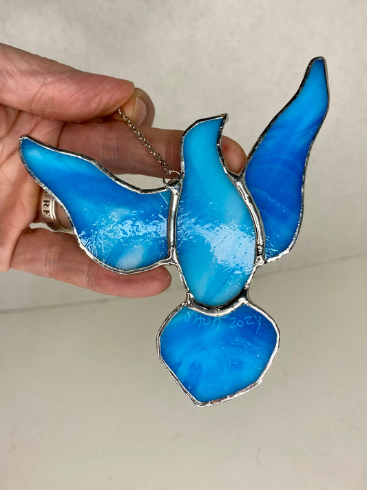 Stained Glass Dove Suncatcher by Hip Chick Glass, Handmade Bird Ornaments