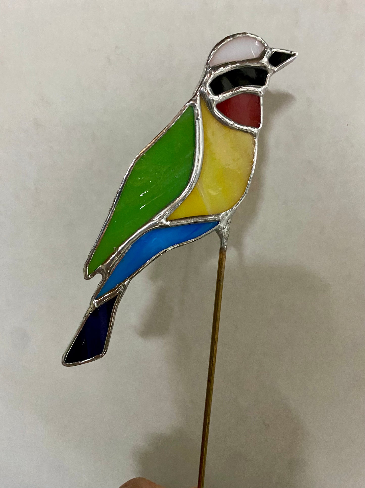 TROPICAL BIRD Plant Stake by Hip Chick Glass LLC, Stained Glass Bird, Glass Art Home Decor, Garden Art