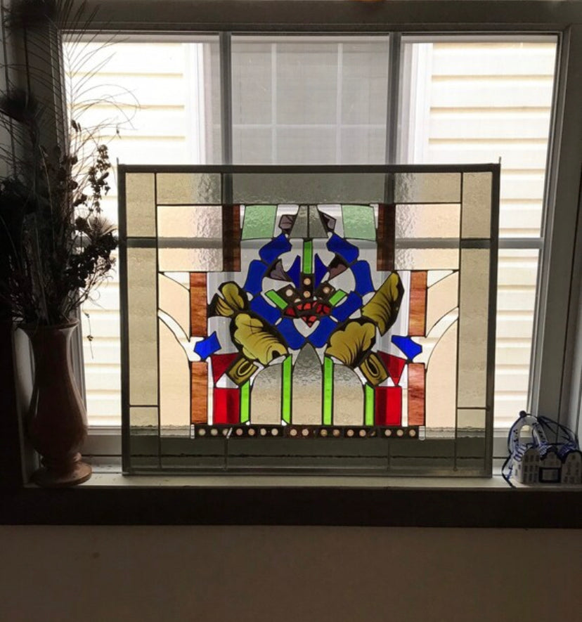 Beautifully Broken | Stained Glass Window Panel by Hip Chick Glass, Glass from St Mary’s Catholic Church, Fairfield PA | Indoor & Outdoor