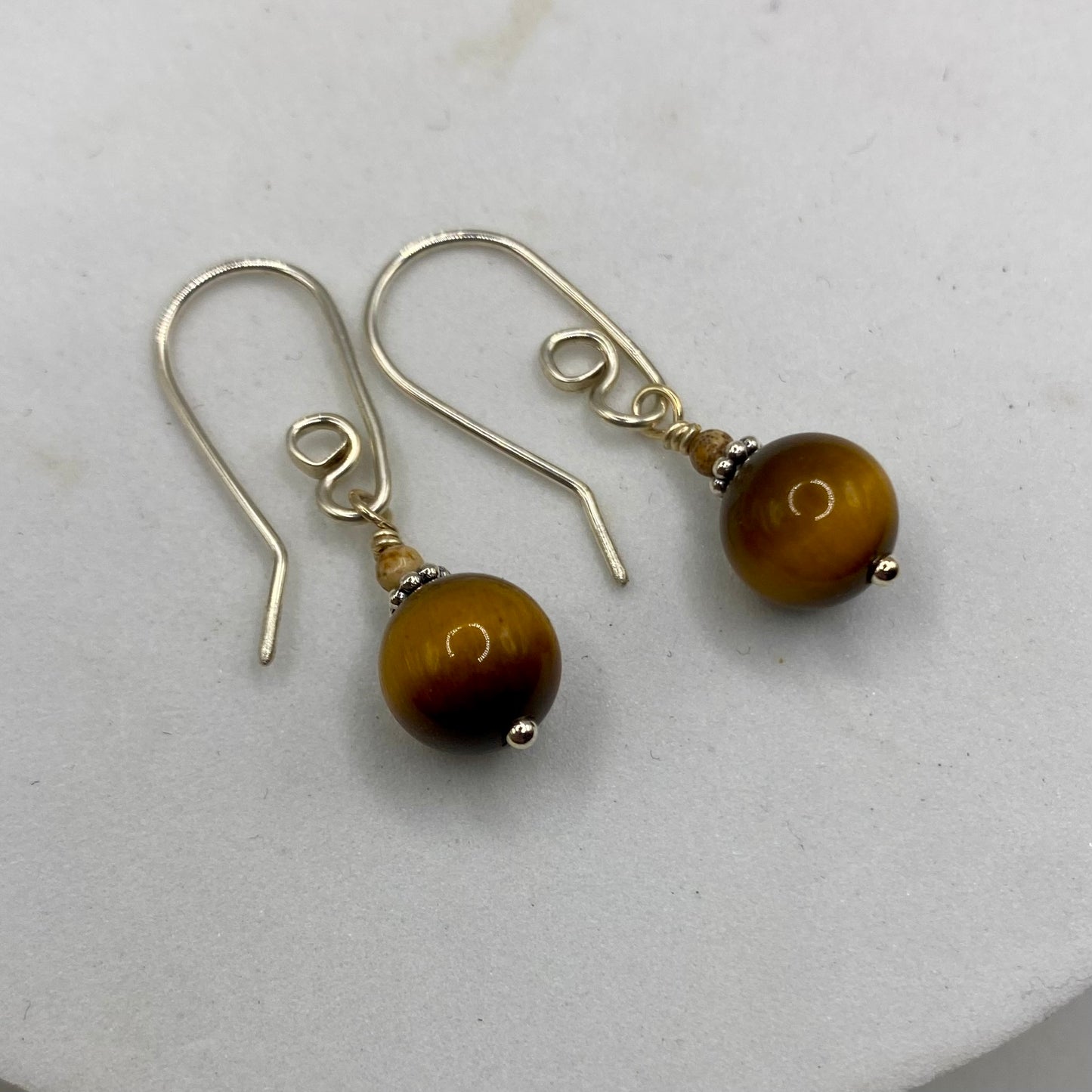 Tiger’s Eye, Picture Jasper Silver Earrings by Hip Chick Glass, Sterling Silver Earrings, Handmade Gemstone Jewelry, Birthstone Gift