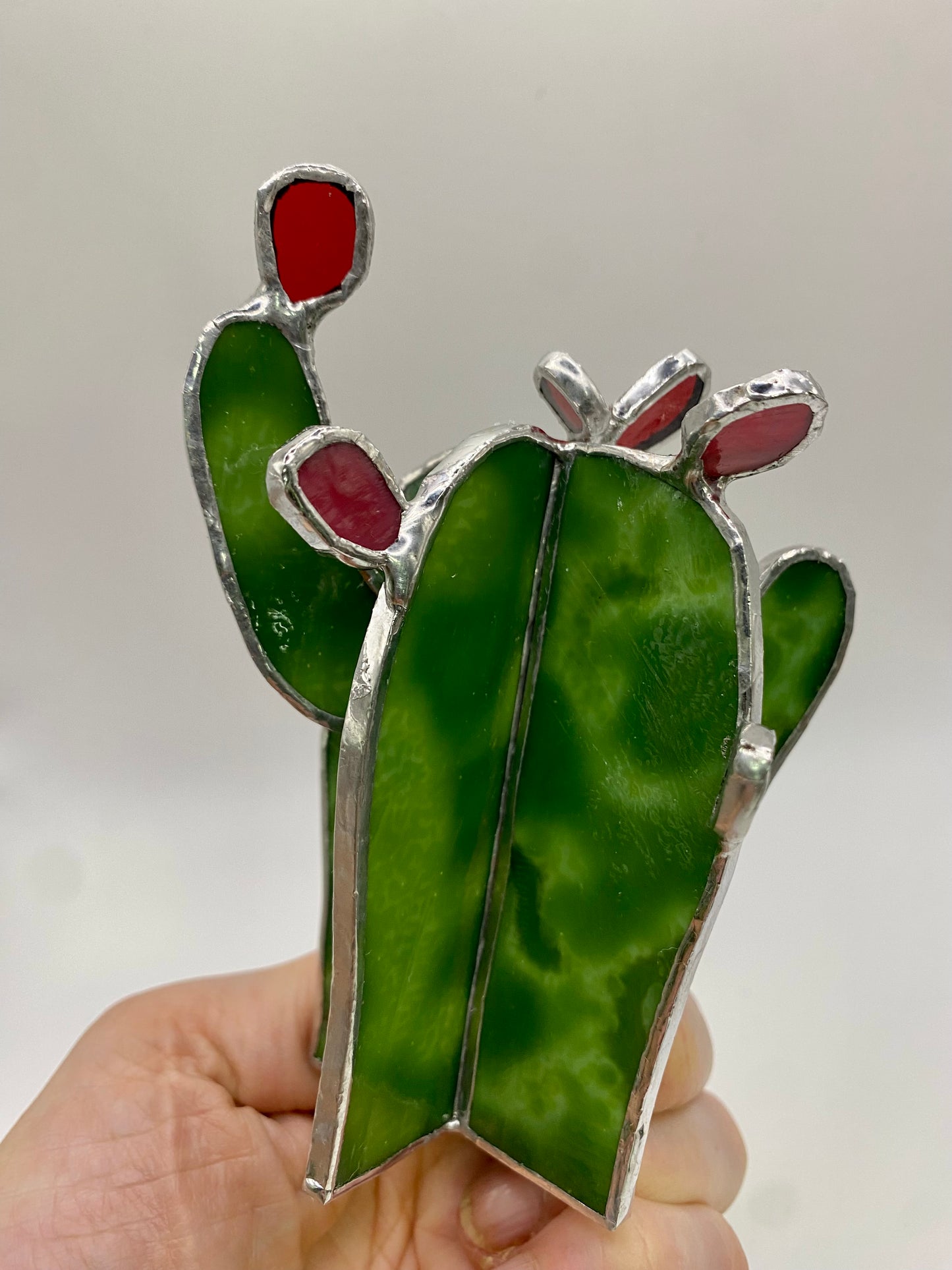 Saguaro Cactus in Bloom Stained Glass Home Decor by Hip Chick Glass