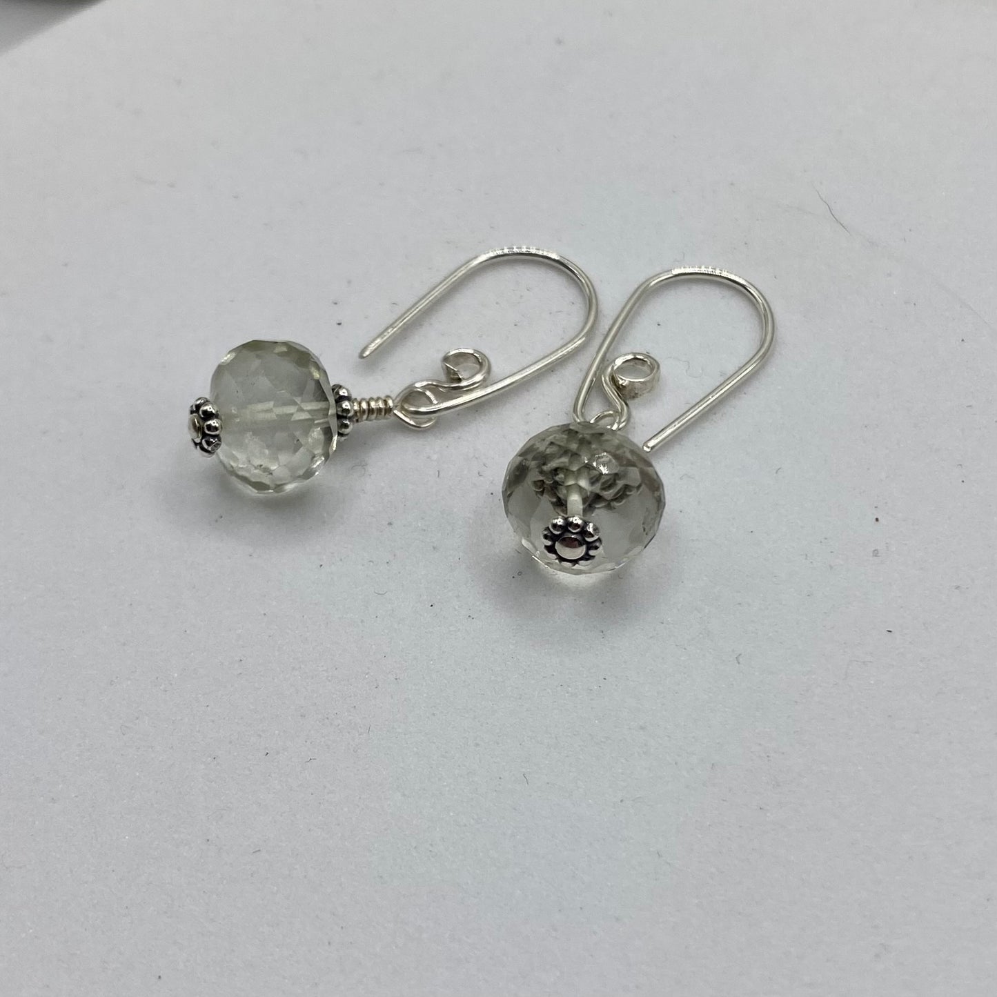 Prehnite Dangle Earrings by Hip Chick Glass, Sterling Silver Earrings, Handmade Gemstone Jewelry