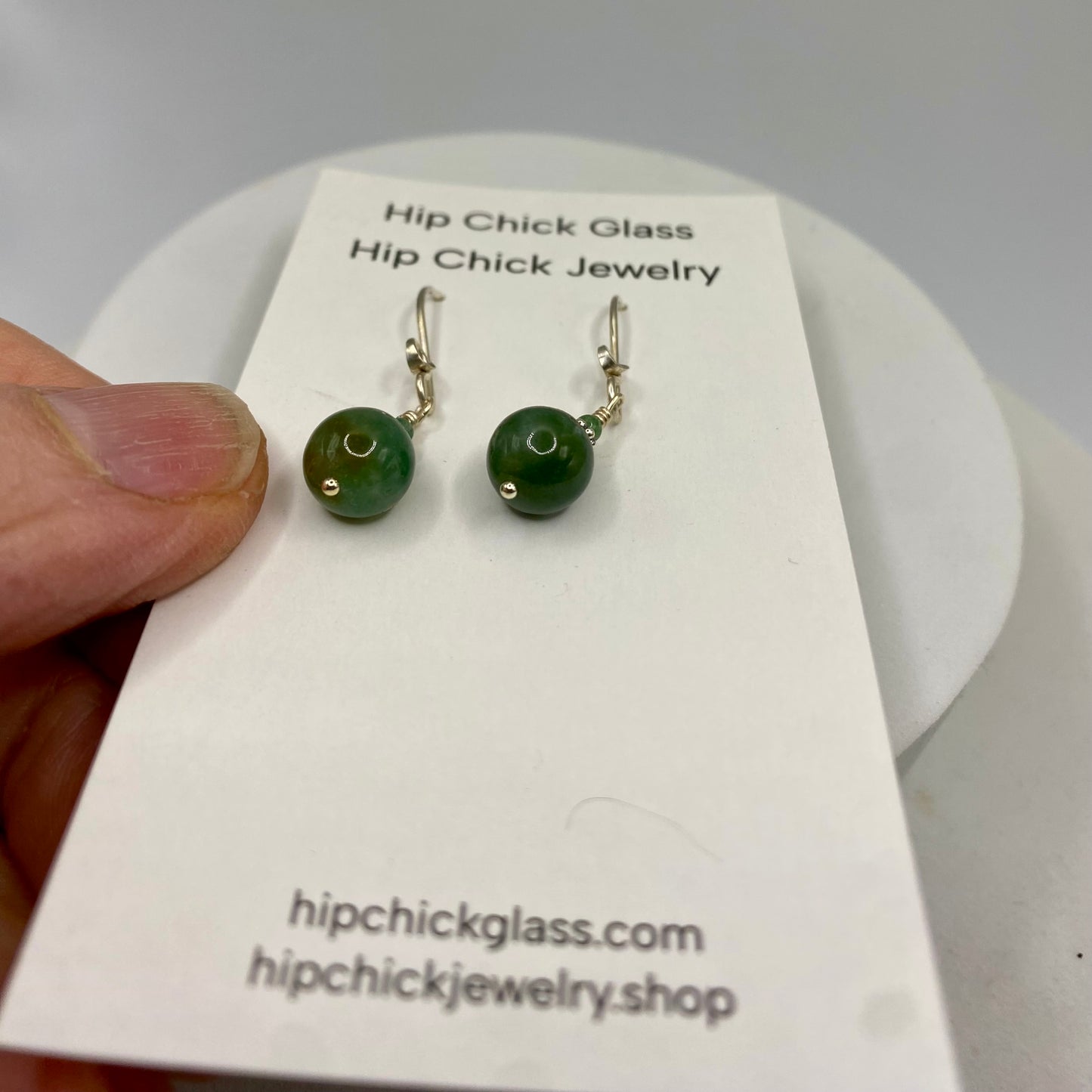Green Rhodochrosite & Silver Earrings by Hip Chick Glass, Sterling Silver Earrings, Handmade Gemstone Jewelry, Birthstone Gift