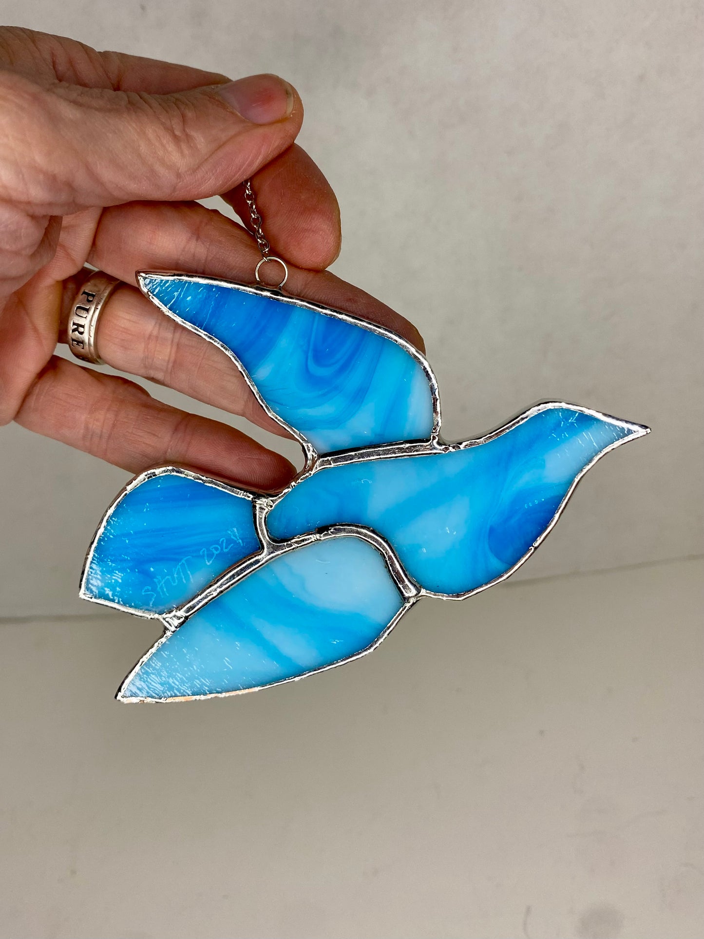 Stained Glass Dove Suncatcher by Hip Chick Glass, Handmade Bird Ornaments