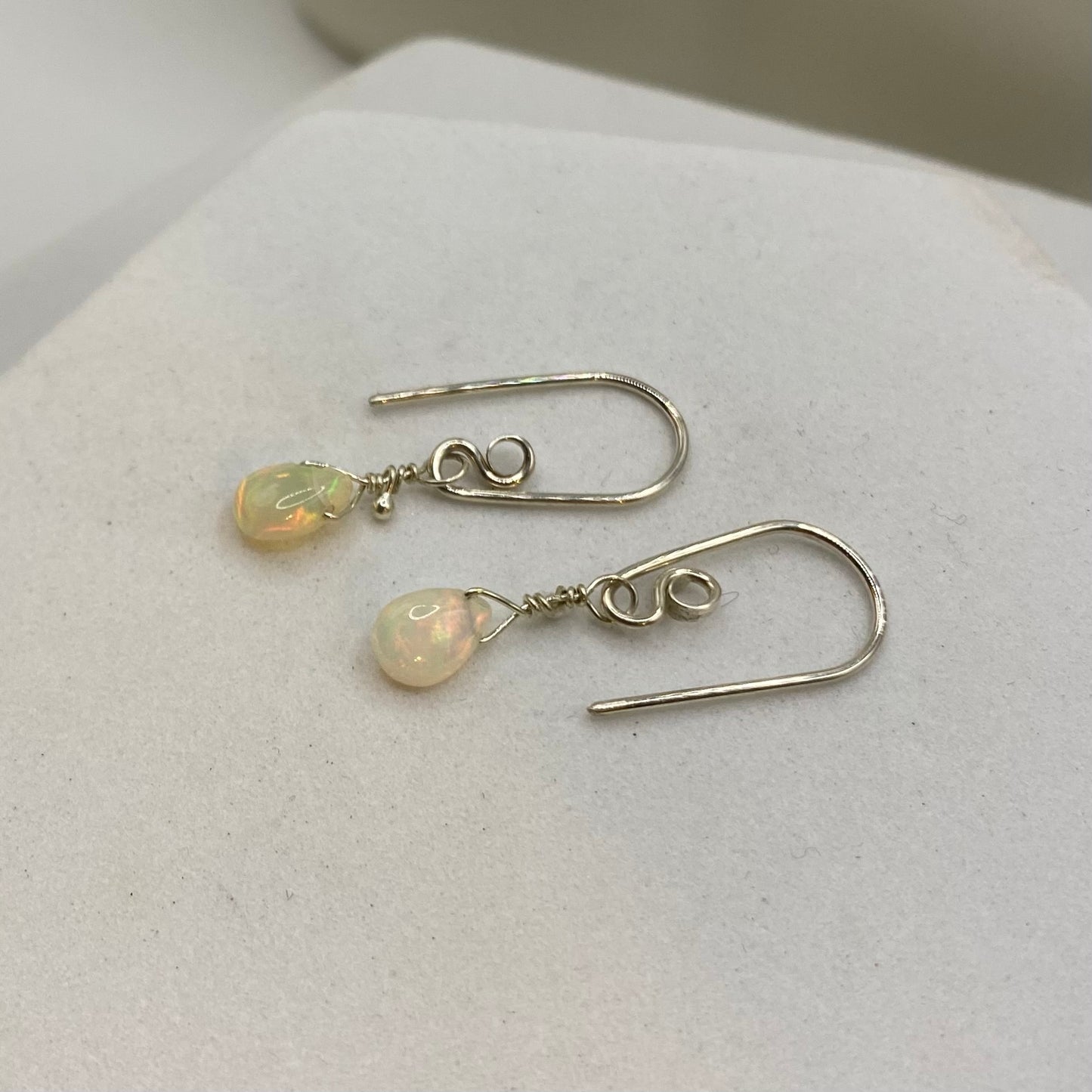 Ethiopian Opal Earrings by Hip Chick Glass, Sterling Silver Earrings, Handmade Gemstone Jewelry, October Birthstone Gift