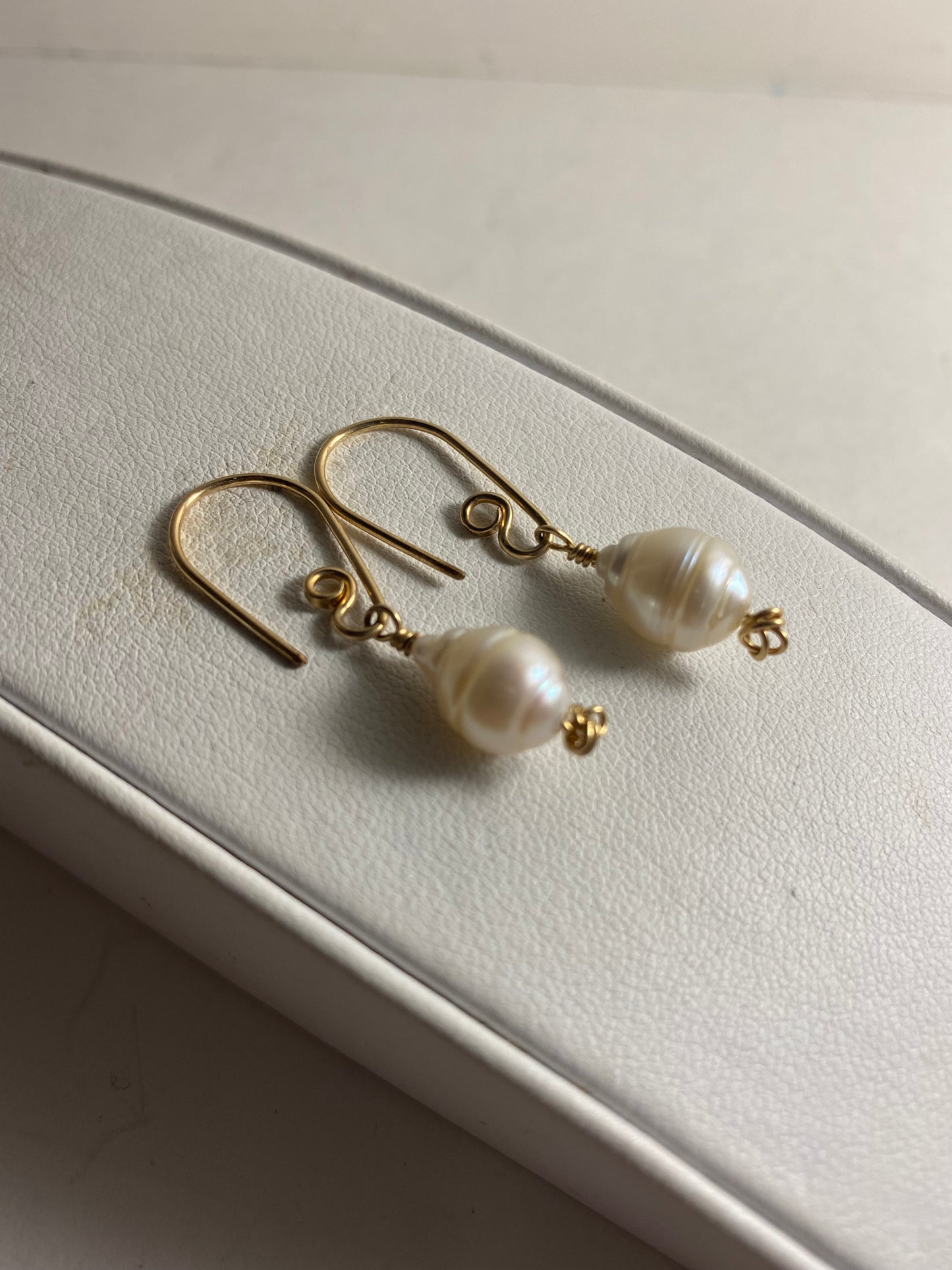 Gold Akoya Pearl Drop Earrings by Hip Chick Glass, 14 Karat Gold Fill Earrings, Handmade Gemstone Jewelry, June Birthstone Gift