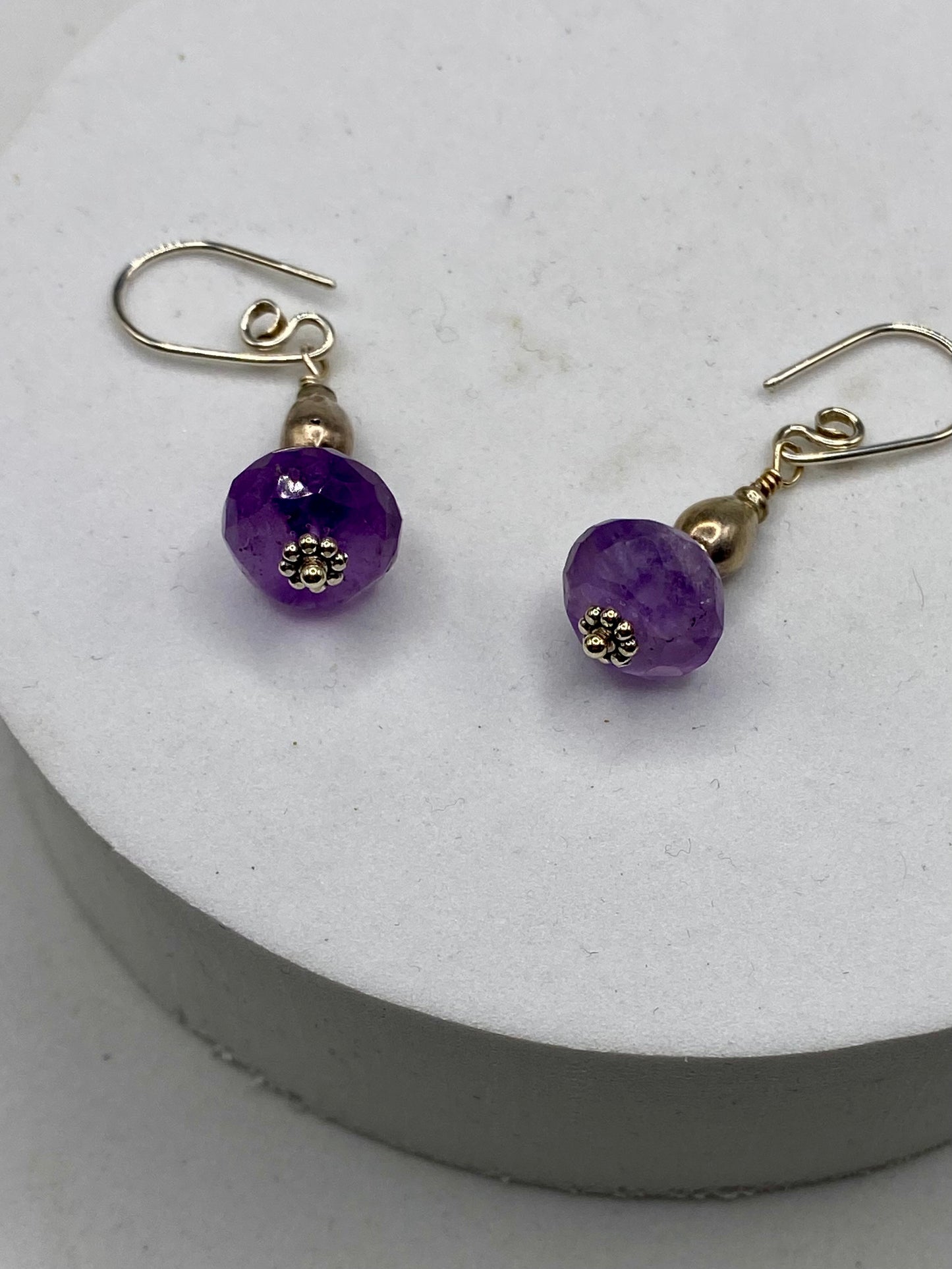 Faceted Amethyst, Iolite, Sterling Silver Earrings by Hip Chick Glass, Sterling Silver Earrings, Handmade Gemstone Jewelry, February Birthstone Gift