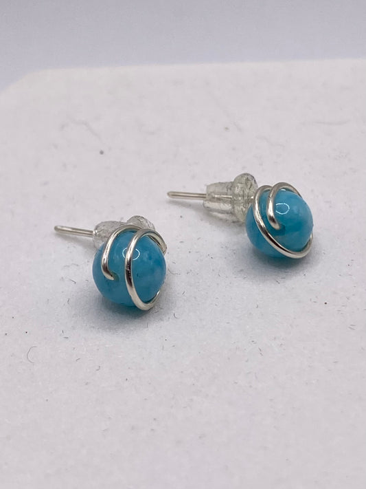 Blue Amazonite Stud Earrings by Hip Chick Jewelry, Amazonite Studs, Amazonite Earrings, Silver Amazonite Earrings, Handmade Earrings