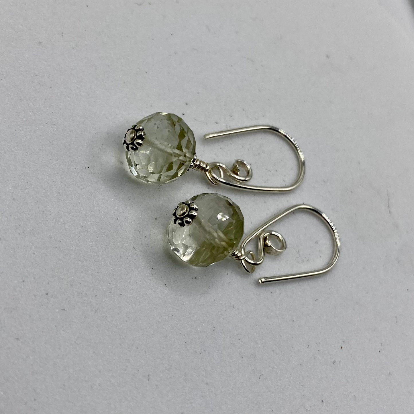 Prehnite Dangle Earrings by Hip Chick Glass, Sterling Silver Earrings, Handmade Gemstone Jewelry